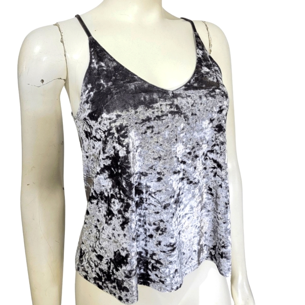 Silver Velvety Flowy Tank Top